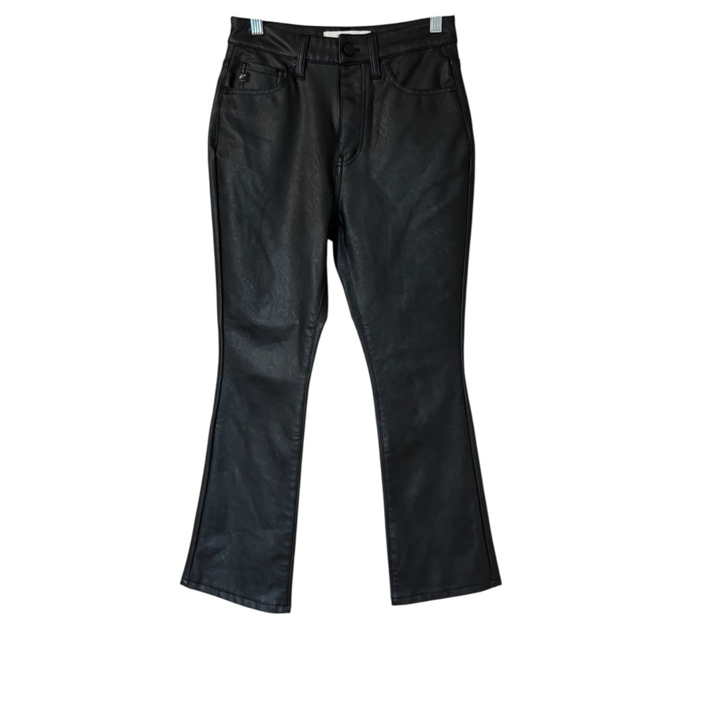 KanCan Darla High Rise Vegan Leather Kick Flare Black 3 25